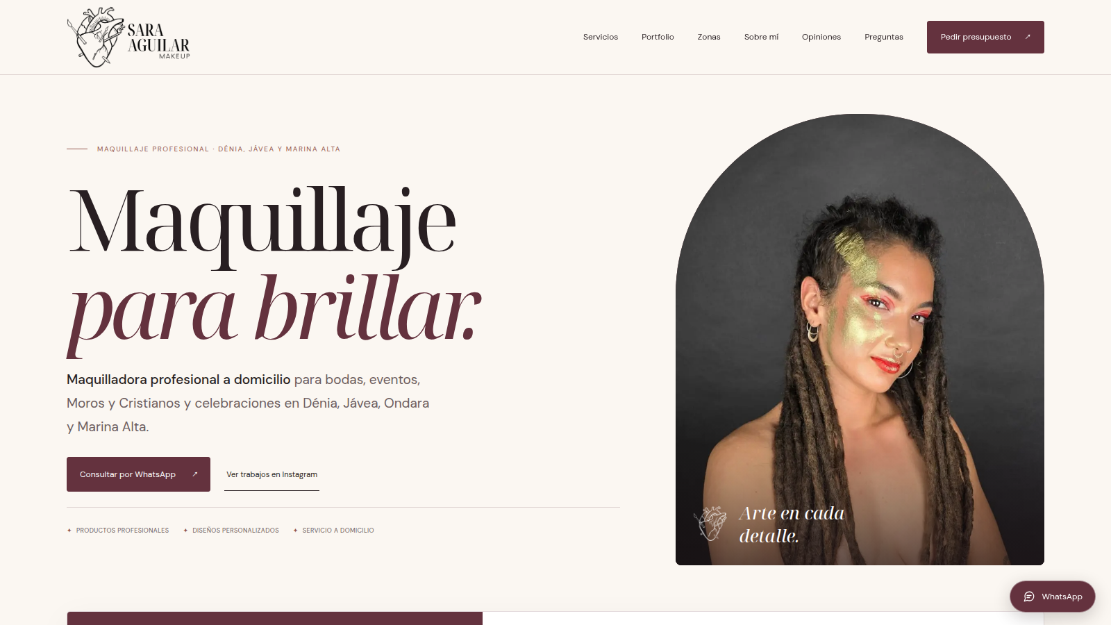Vista previa del sitio web Sara Aguilar Makeup